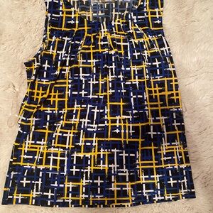 Kasper Patterned Top - Blue and Yellow